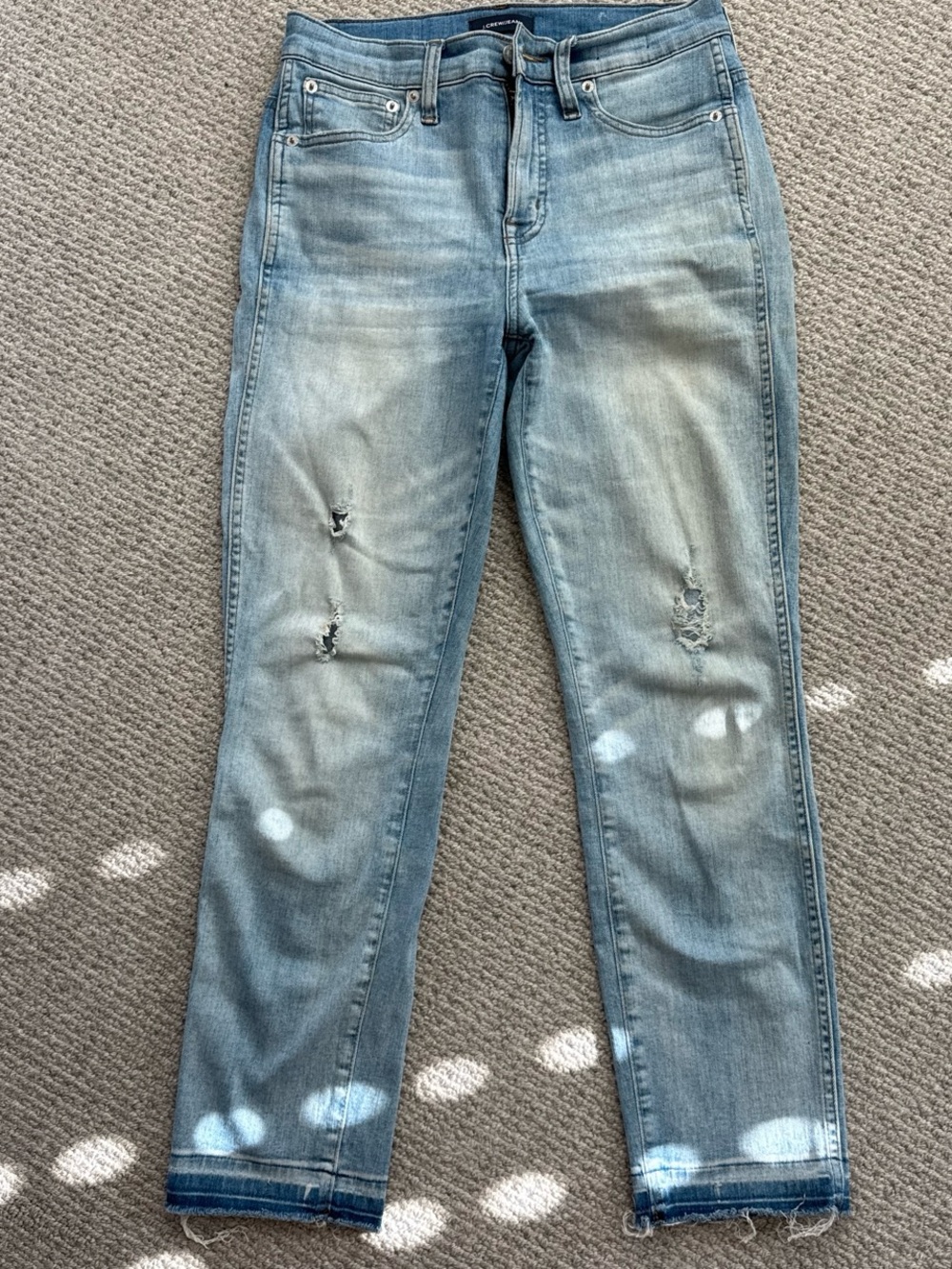J. Crew Light Blue Distressed Straight-Leg Jeans
